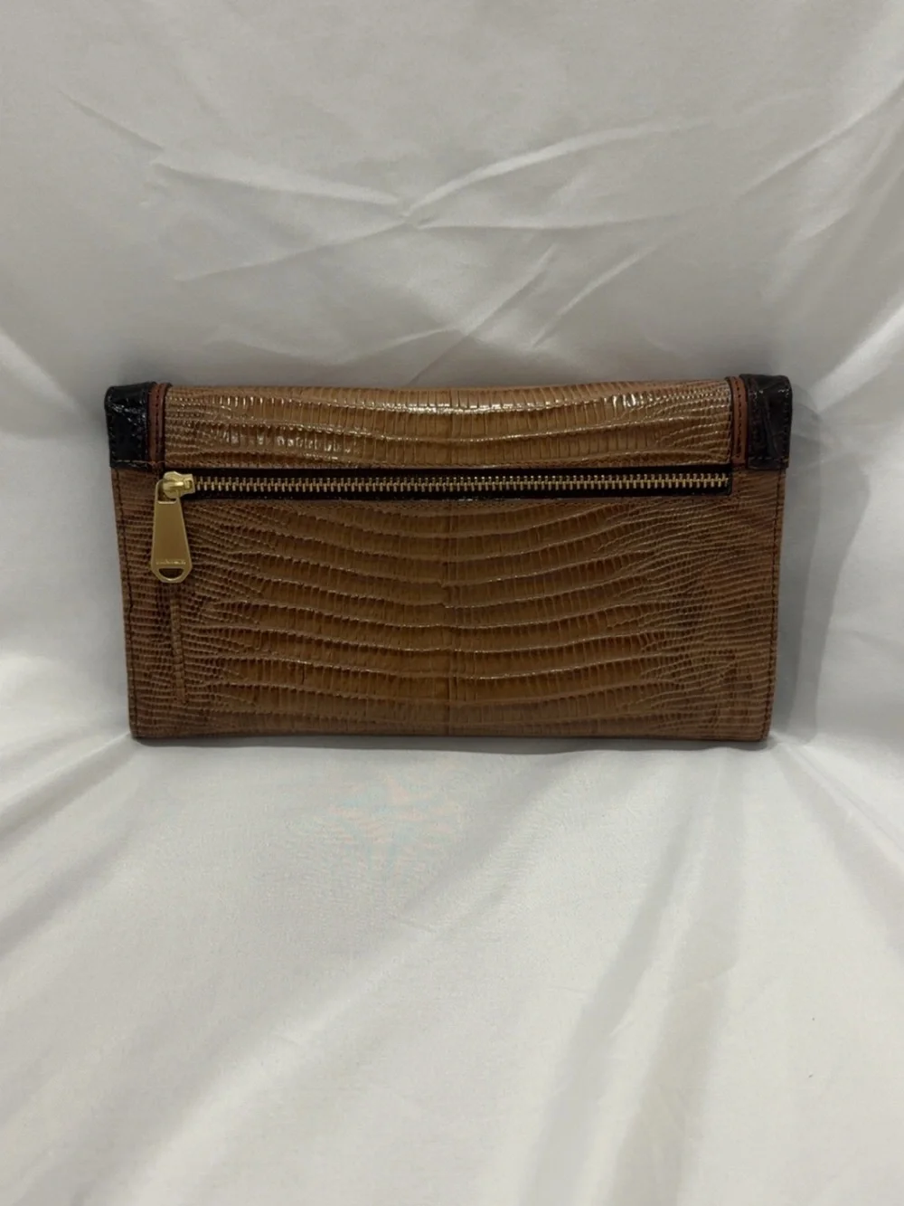 Brahmin Brown Textured Leather Clutch Wallet